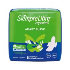 S.LIBRE*TOALLAS x8un ADAPT SUAVE C/ALAS *
