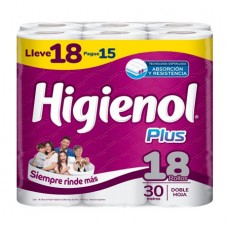 HIGIENOL*PAP.HIG x18un DOBLE HOJA PL 30mts