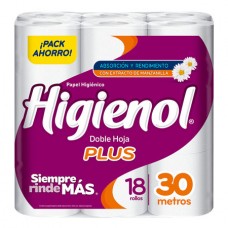 HIGIENOL*PAP.HIG x18un DOBLE HOJA PLUS 30mts