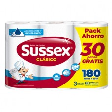 SUSSEX*ROLLO DE COCINA x3unid MAS BLAN 60P