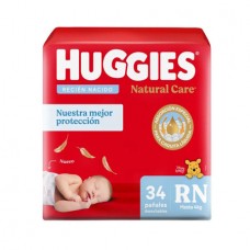 HUGGIES*NATURAL CARE x34un RECIEN NACIDO